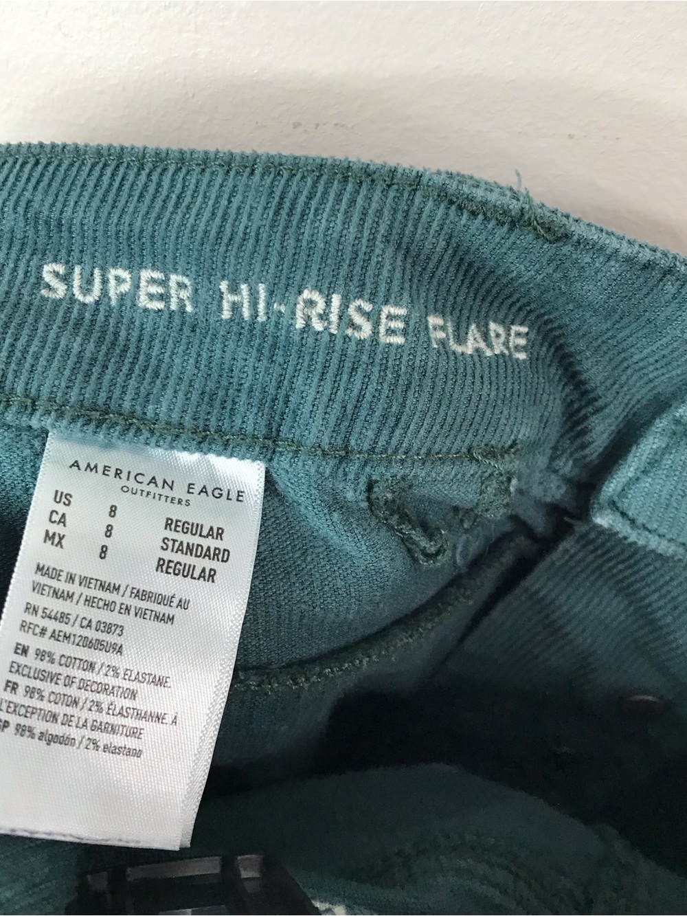 American Eagle Outfitters Teal Green Flare Wide Leg Jeans Sz 8 - Picture 5 of 6